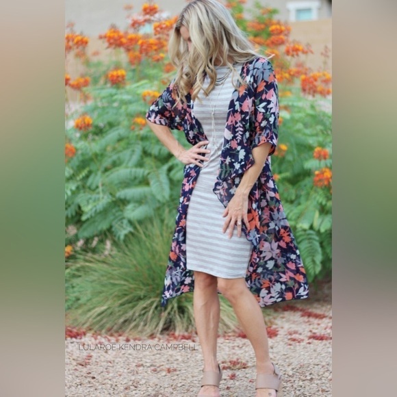 LulaRoe Sheer Open Front Long Duster Batwing Sleeve Mint Embroidered Detail (B) - Picture 12 of 16